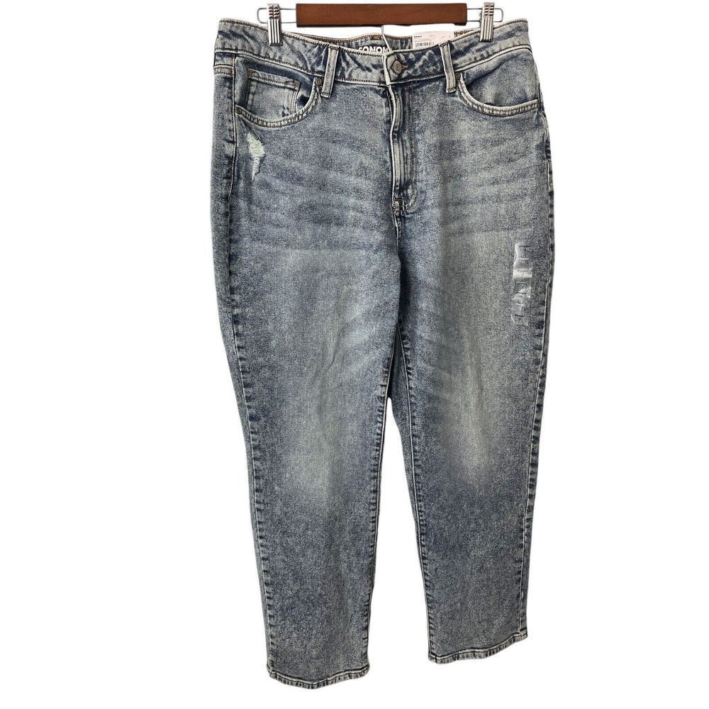NWT! Sonoma Women's Distressed Straight Leg‎ High Rise Vintage Style Jeans Sz 14